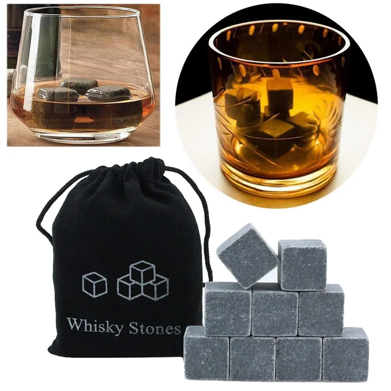 Natural Granite Whiskey Stones Sipping Ice Cube Whisky Stone Wine Rocks Cooler Wedding Gift Favor Christmas Bar Accessories