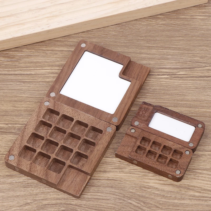 Portable Watercolor Palette Paint Box Handmade Empty Box Mini Black Walnut Palette Acrylic Paint Portable Watercolors