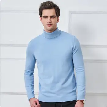 Maglione da uomo dolcevita in misto cotone cashmere 2024 autunno inverno quotidiano basic caldo pullover lavorato a maglia uomo maglione casual Pull Homme 1