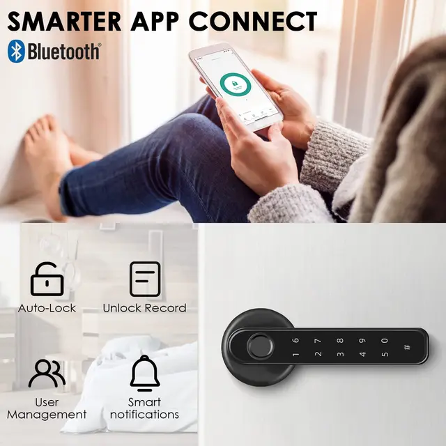 Biometric Fingerprint Smart Door Lock Electronic Digital Lock Password Fingerprint Keyless Security Door Handle Home 4
