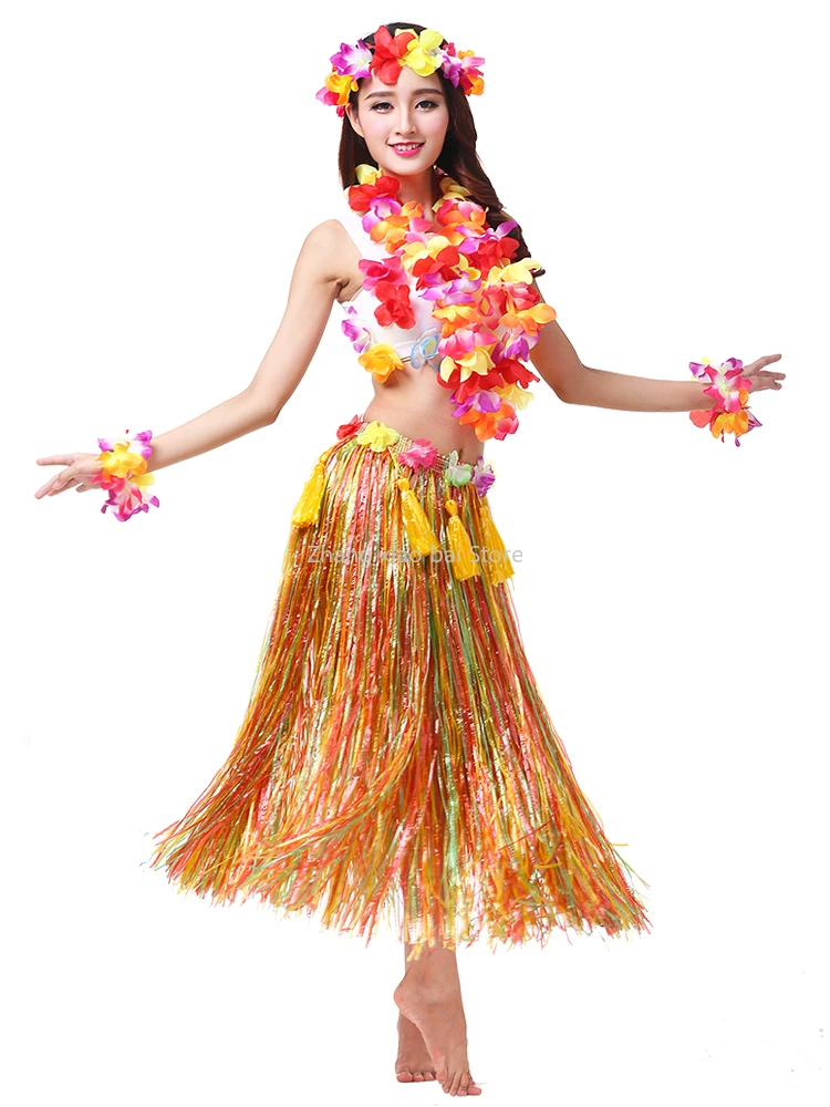 Gonna Hawaiana Con Collana Per Feste - Costume Luau, Spiaggia, Carnevale, 40cm - Foto 5