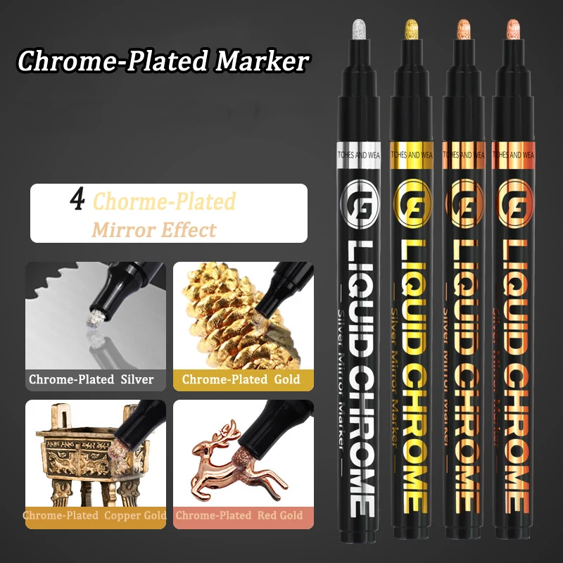 GuangNa Mirror Liquid Chrome Markers Permanent Metallic Paint Pens Gold  Silver 1/2/3MM Plumones Marcadores Artist Graffiti Pen - AliExpress