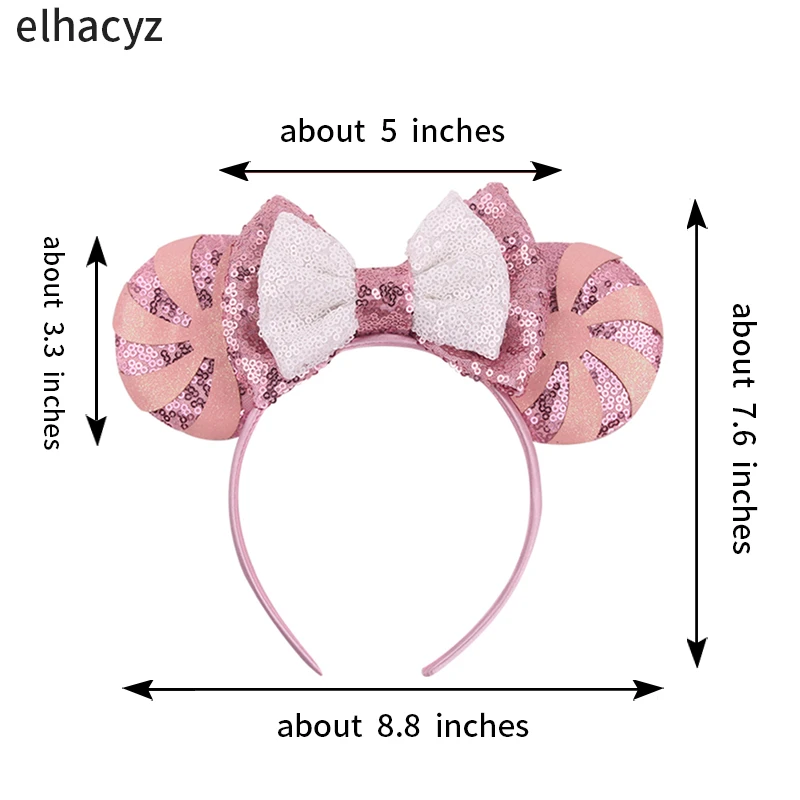 1 шт. шикарная блестящая повязка на голову с бантом и ушками мыши женская модная повязка на голову с бантом с блестками и ушками кролика аксессуары для волос для девочек 2024 новые повязки на голову