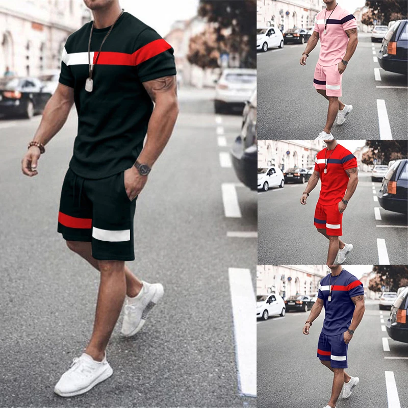 

New 2022 Summer Men's T-Shirt Set Comfortable and Cool Men Tracksuit T-shirt Shorts outfits sportswear Set Men Oversized Clothes