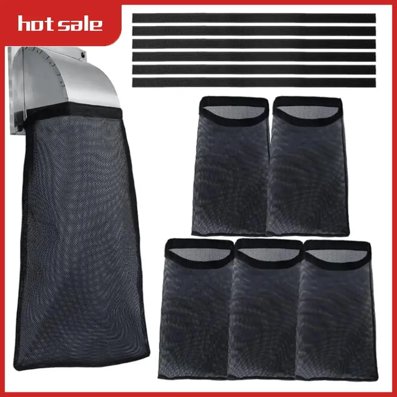 6 Pcs Black Dust Lint Bag For Vent Exterior Dryer Lint Trap Dryer Cover For Outdoor Outside Capturing House Vent Black