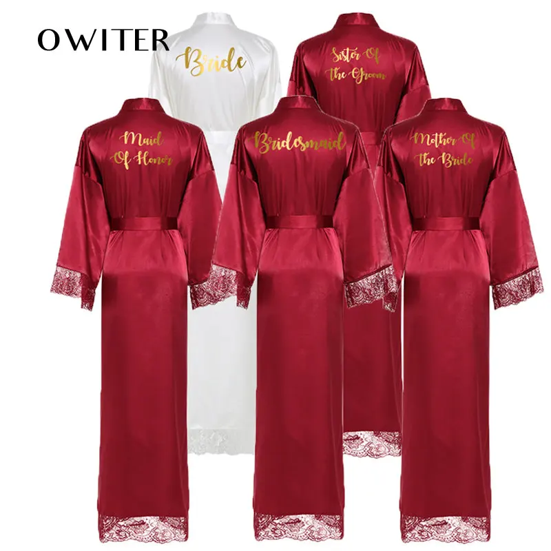 

Silk Satin Lace Robes Bridesmaid Bride Robes Women Wedding Long Robe Bathrobe Dressing Gown Bridesmaid Robes sleepwear