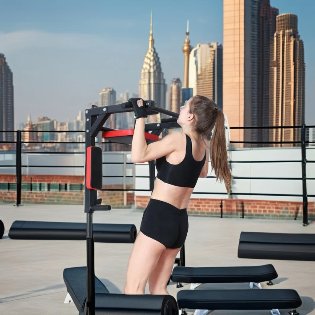 Multifunctional Power Tower Wall-mounted Pull-up and Chin-up Dip Station Steel Metal Indoor Home Fitness Equipment