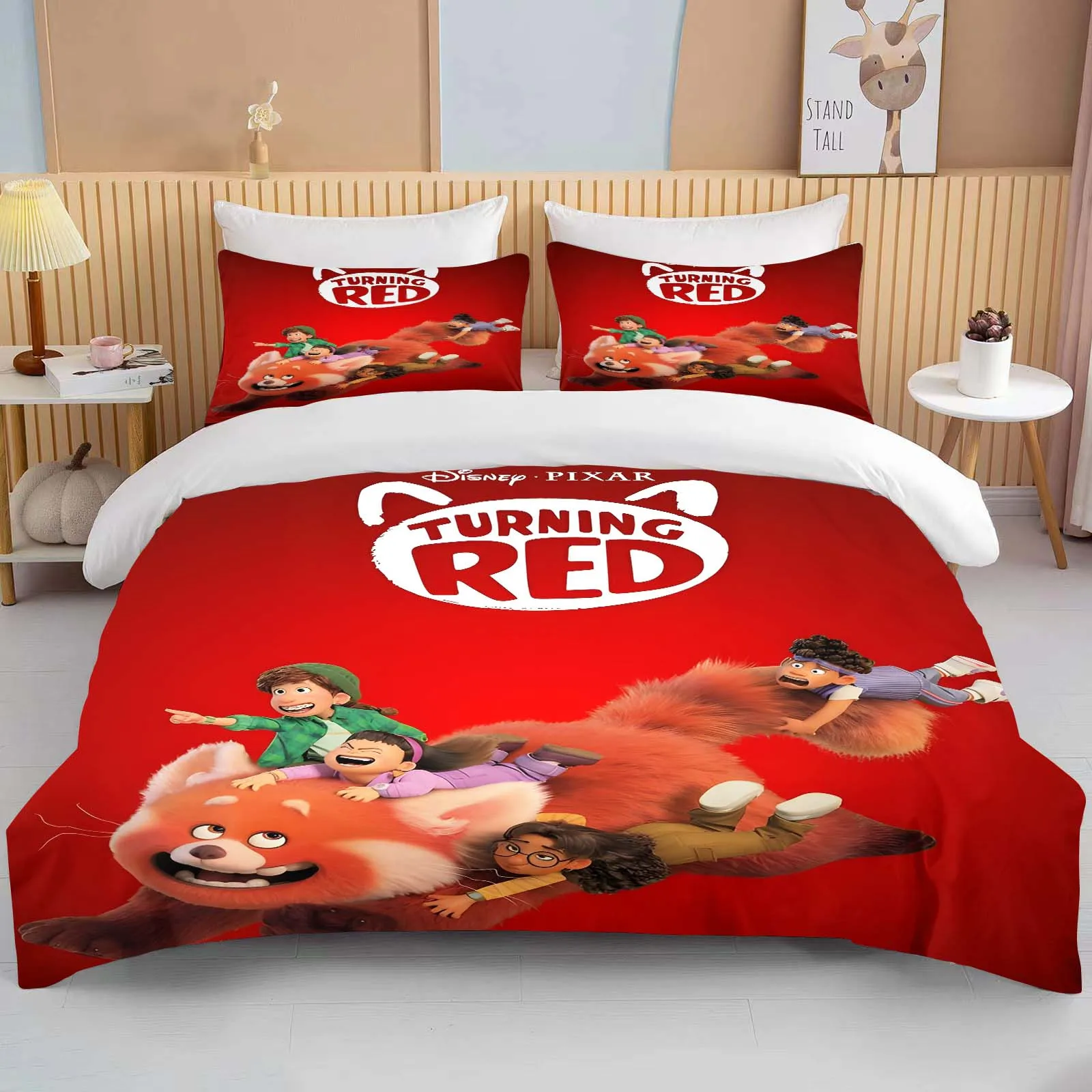 

10 Sizes Disney Turning Red Printed Bedding Set Cartoon Anime Duvet Cover Comforter Pillowcase Boys Girls Children Adults King