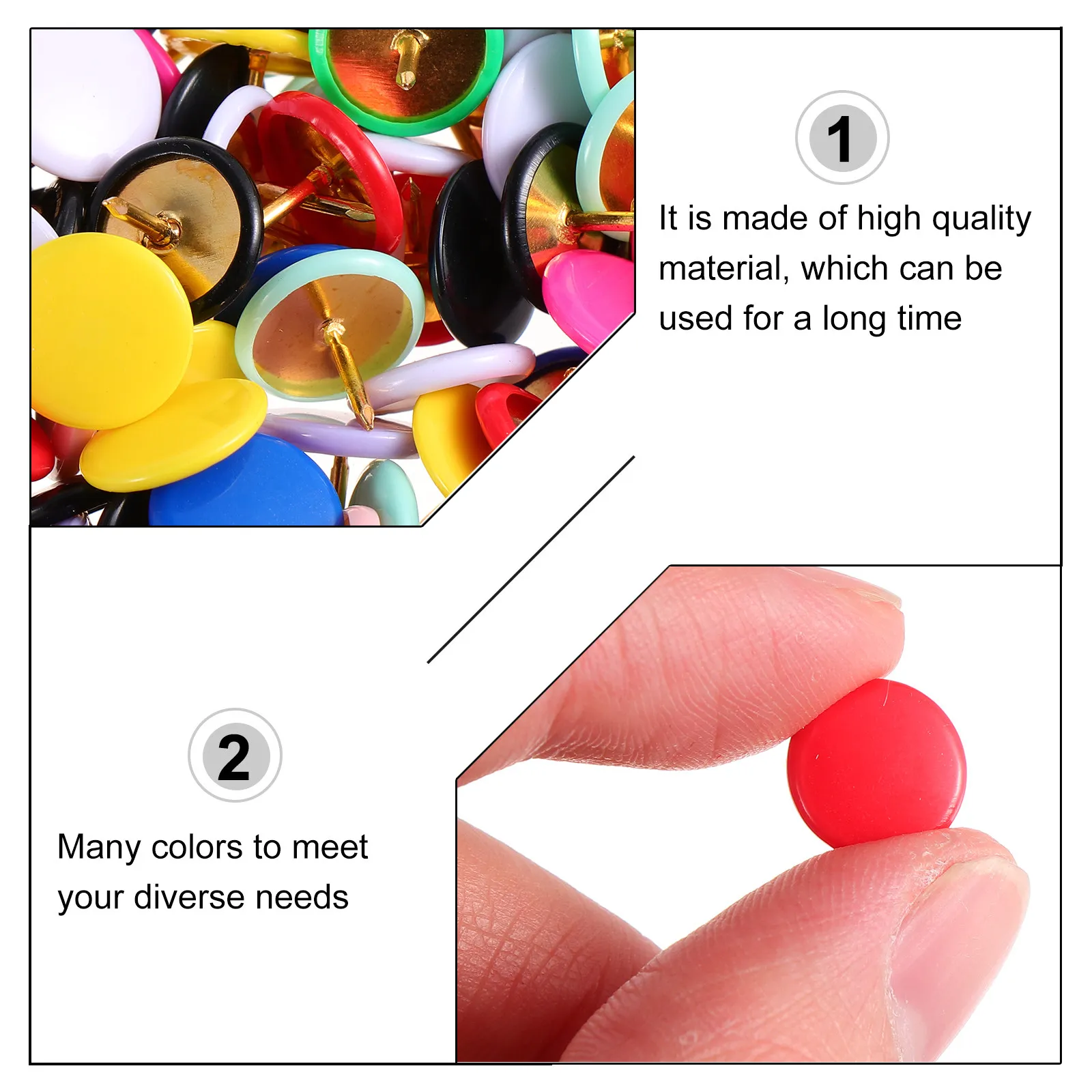 100Pcs 플랫 라운드 헤드 다채로운 엄지 못 플라스틱 푸시 핀 DIY 액세서리 사무실 학교 게시판 플라스틱 푸시 핀