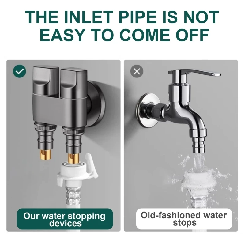 Double Outlet G1/2 Wall Mounted Angles Valves Toilet Triangles Valves Metal for Washing Machine & Bidet Use in Bathroom