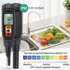 Digital Food PH Meter Water Temp Acidity Tester for Dough Fruit Cheese Meat Bread Soil PH Meter 0.00~14.00 High Accuracy 3