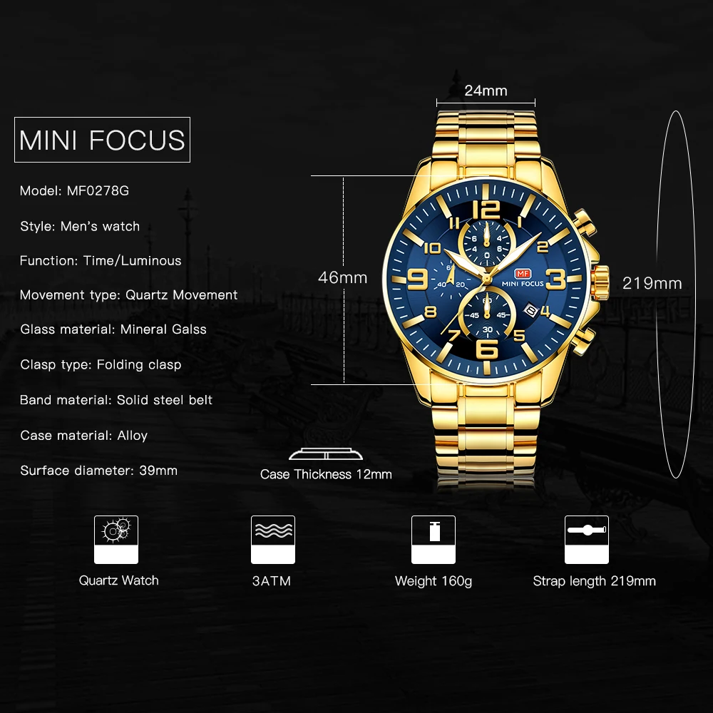 MINI FOCUS Quartz Watch for Men Waterproof_voghion.com