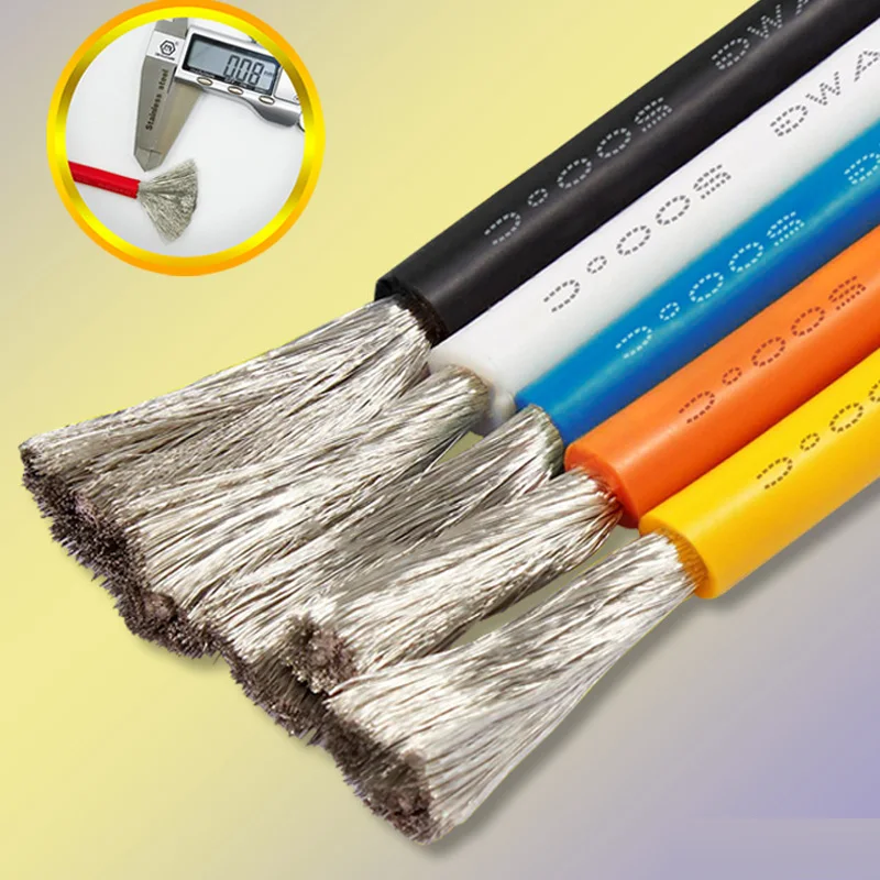 50M Multi-Gauge Flexible Silicone Stranded Tinned Copper Wire – 5 Color Options