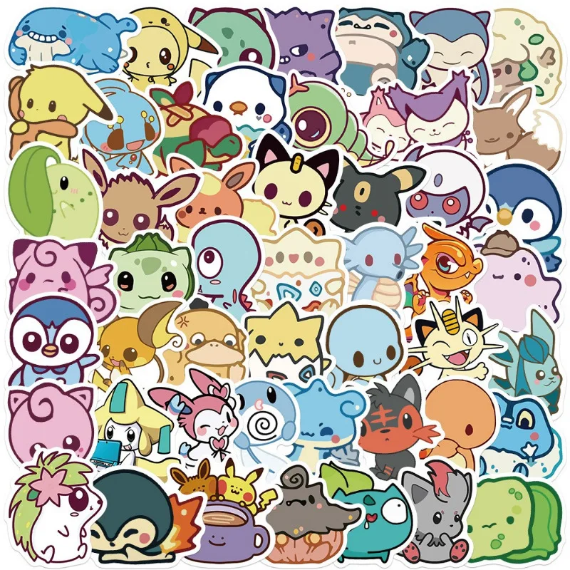 

50Pcs/Set Pokemon Stickers Cartoon Pikachu Tablet Notebook Journal Decorative Water Cup Waterproof Sticker
