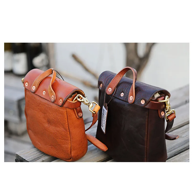 Vintage designer high quality genuine leather men's small mobile phone bag fashion casual luxury real cowhide shoulder bag