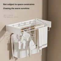 Indoor Folding Clothes Hanger Wall Hanging Invisible Drying Rack  Balcony Clothesline Pole Hanger Towel Rack 2