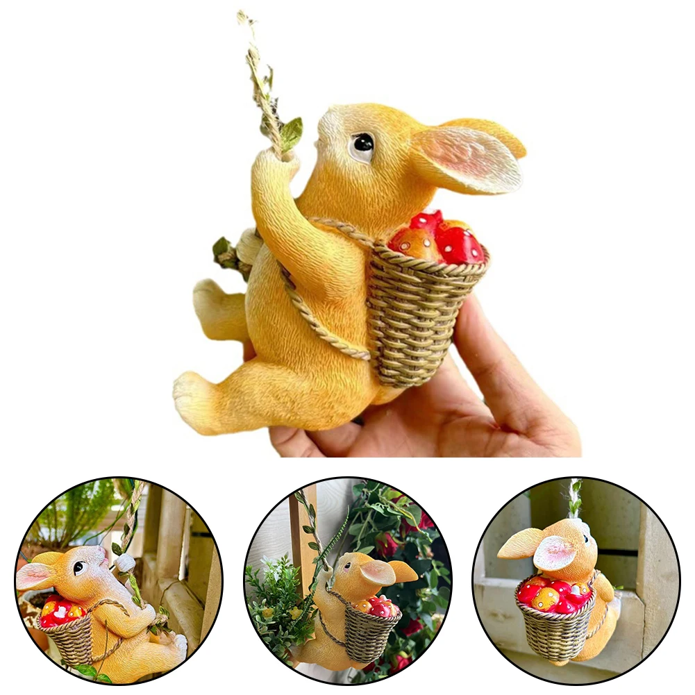 

Adorable Bunny Statue Resin Rabbit Figurines Decoration For Home Office Garden Porch Hanging Ornament Pendant Craft Gift