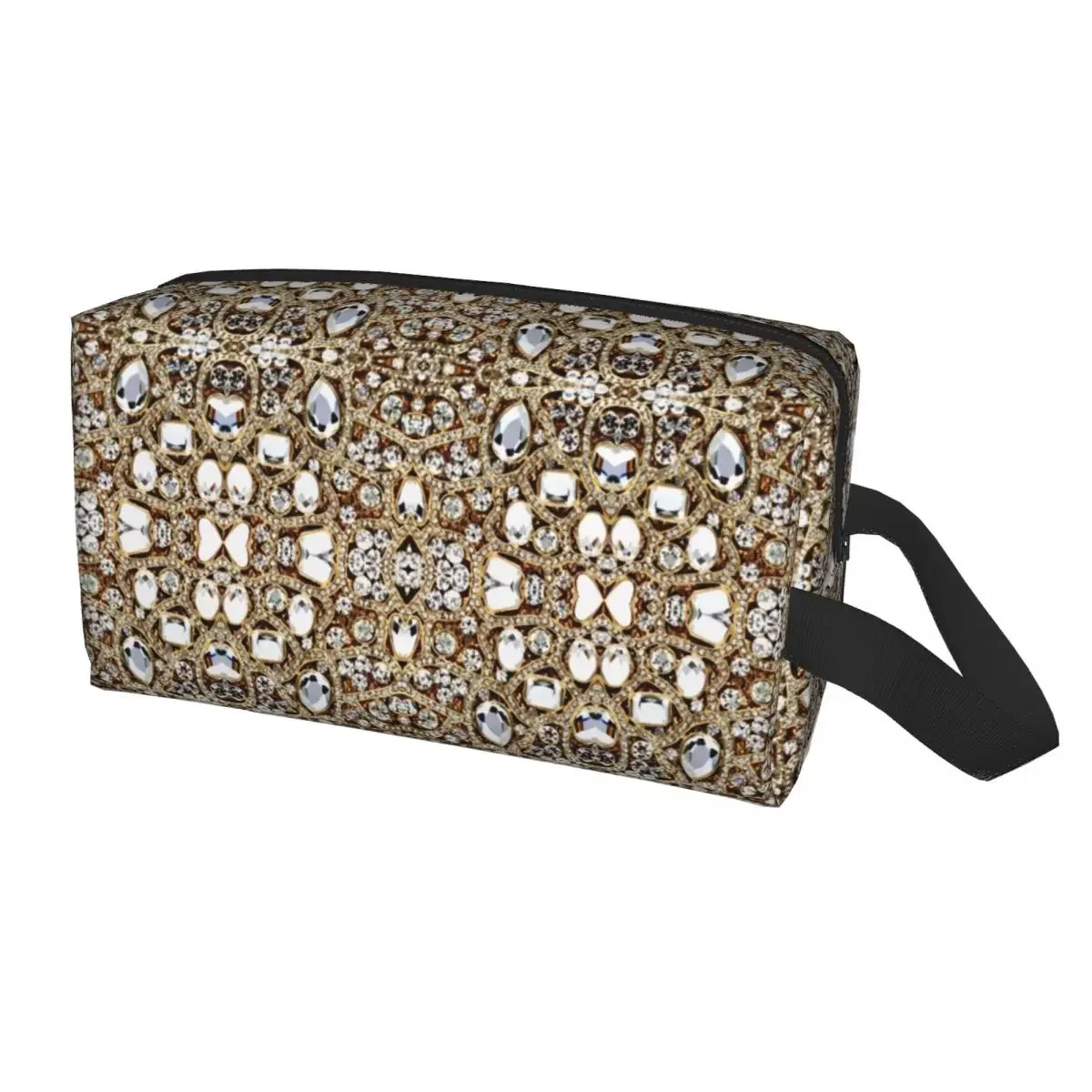 

Jewelry Gemstone Silver Crystal Travel Cosmetic Bag for Glitter Rhinestones Diamonds Makeup Toiletry Ladies Beauty Dopp Kit