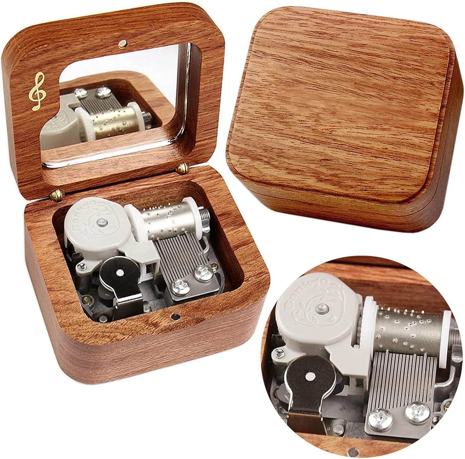

SOFTALK Nightmares Before Christmas Solid wood walnut can pause music box Birthday, Christmas, Valentine's Day gifts