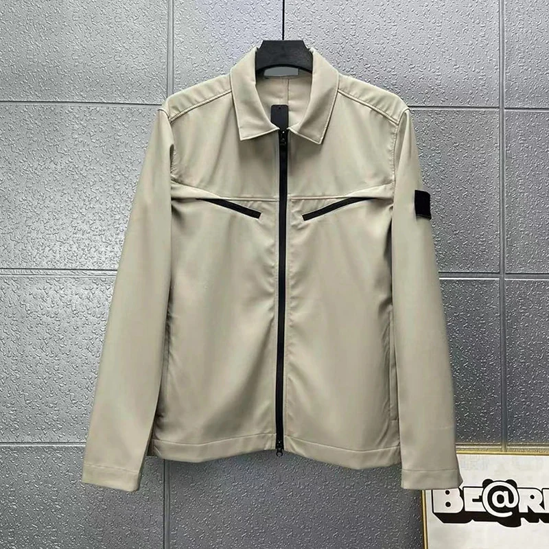 

2023 New Men's Jacket Spring Autumn Turn-Down Collar Zipper Outdoor Streetwear Vintage Coat Casual Outerwear & Coats