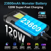 Unihertz Tank 2 Pro 8849 هاتف ذكي متين مع جهاز عرض 2.4K 23800 mAh 24GB + 512GB هاتف محمول أندرويد 14 100MP NFC هاتف محمول 4