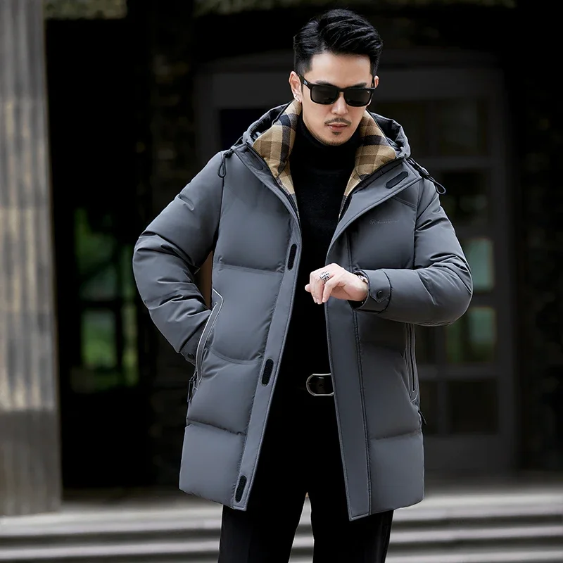 thumbnail image 1 of Chaqueta larga de plumón con relleno de plumón de pato 2024, chaqueta de invierno cálida de marca para hombre, abrigos acolchados para hombre, ropa para hombre, 1 of 5