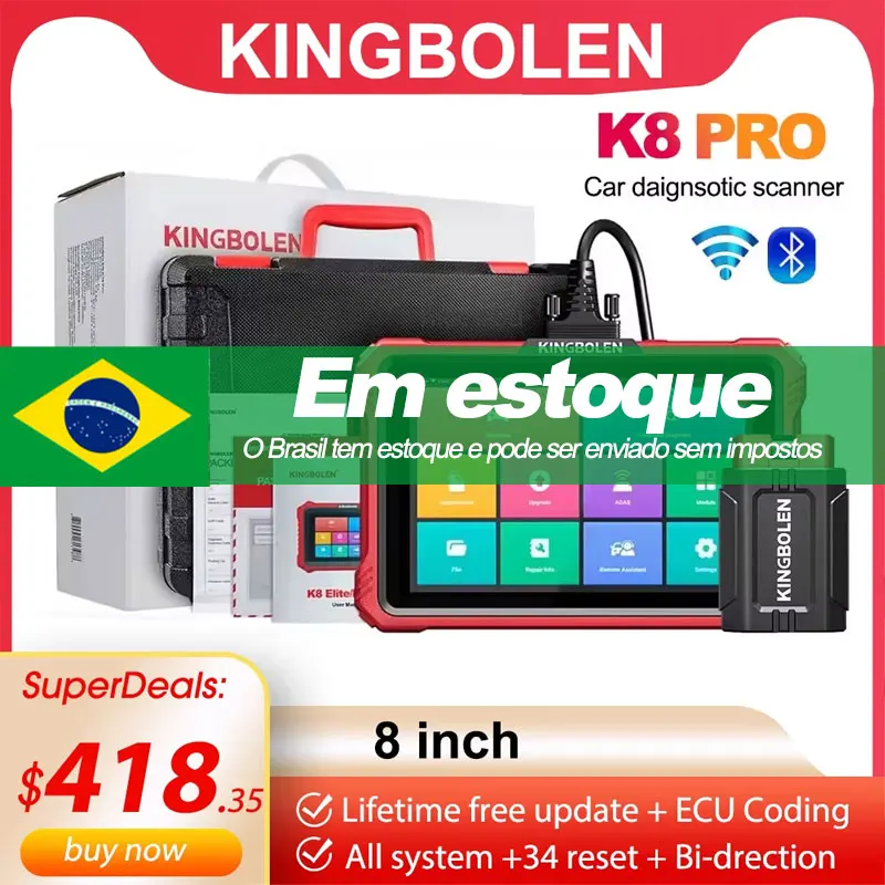 2026 NUEVO herramienta de escaneo de diagnóstico de sistemas completos de escáner bidireccional KINGBOLEN K8 Pro, codificación E
