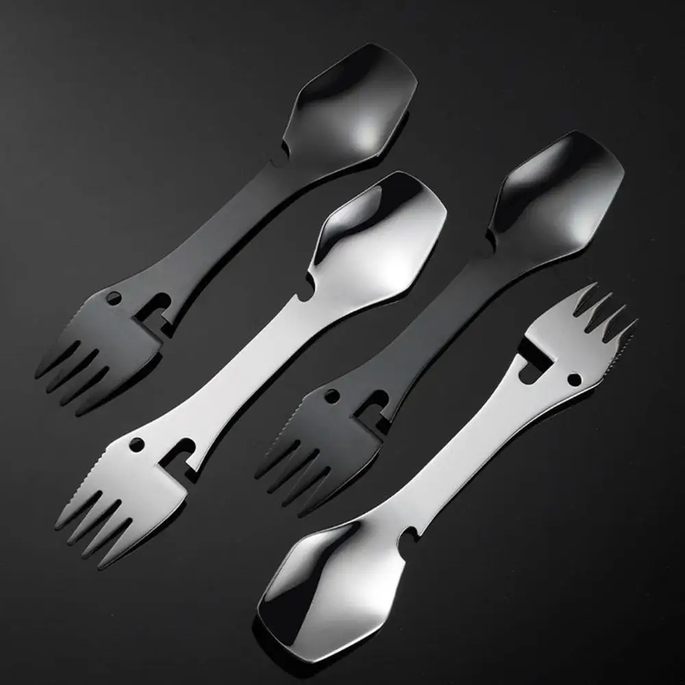 

Picnic Hiking Stainless Steel Portable Can Opener Outdoor Spoon Tableware Fork Spork