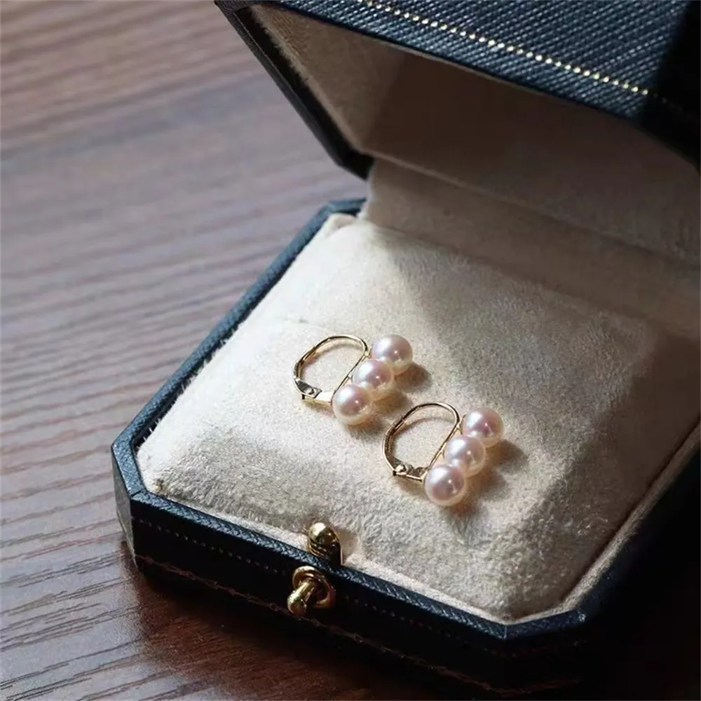 

DIY Pearl Ear Stud Accessories S925 Sterling Silver Jewelry Gold Ear Buckle Female Empty Holder Fi t5-6mm Beads