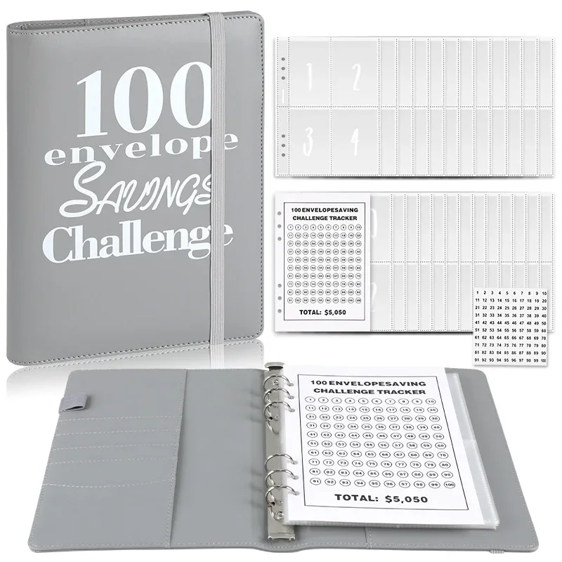 Money Saving Challenge Budget Binder Budget Planner Maneira Fácil e Divertida de Economizar Envelopes Estacionários 100 Envelopes - Imagem 2