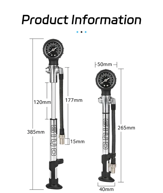 N Roll Tire And Shock Pump GIYO 600psi High-pressure Bike Air