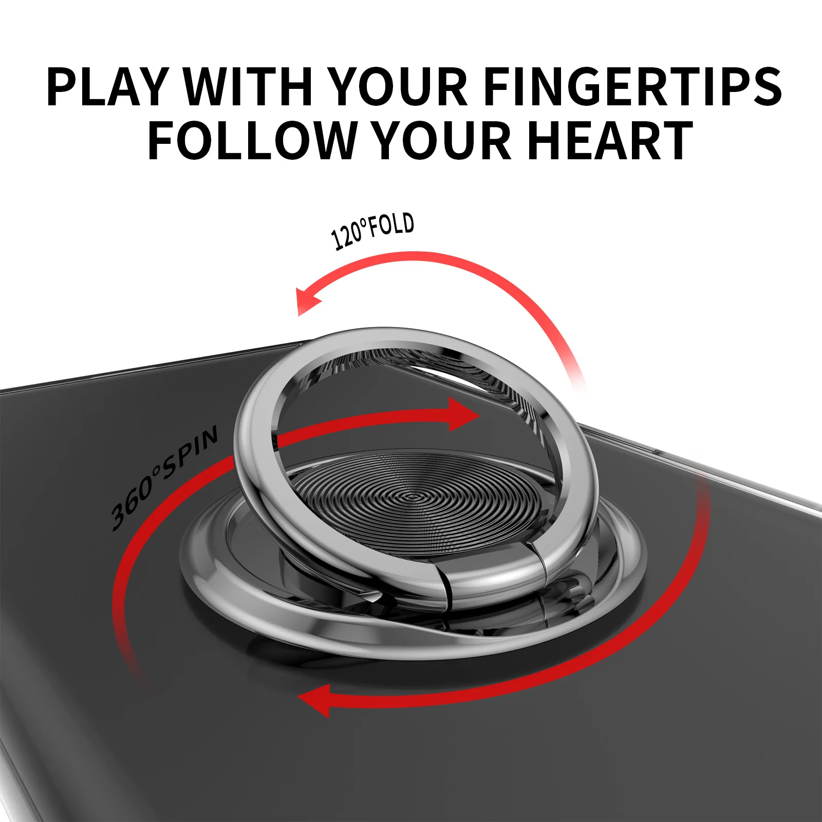 Shockproof Clear Silicone Phone Case with Ring Holder and Magnetic Bracket