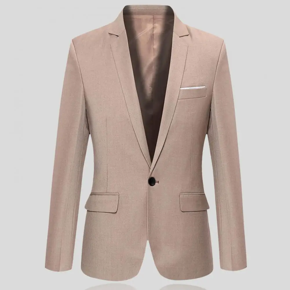 Men Solid Color Flap Pockets Suit Jacket Blazer Classic Casual Business Single Button Lapel Jacket men suit jacket