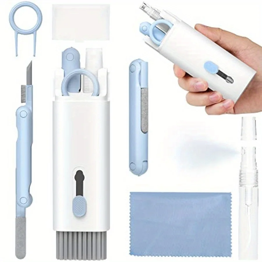 7in1 Multi-Function Cleaning Pen Soft Brush Flocking Sponge with Cloth, Airpod Cleaner Kit,for Airpods Pro 1 2 3, Mobile Phone