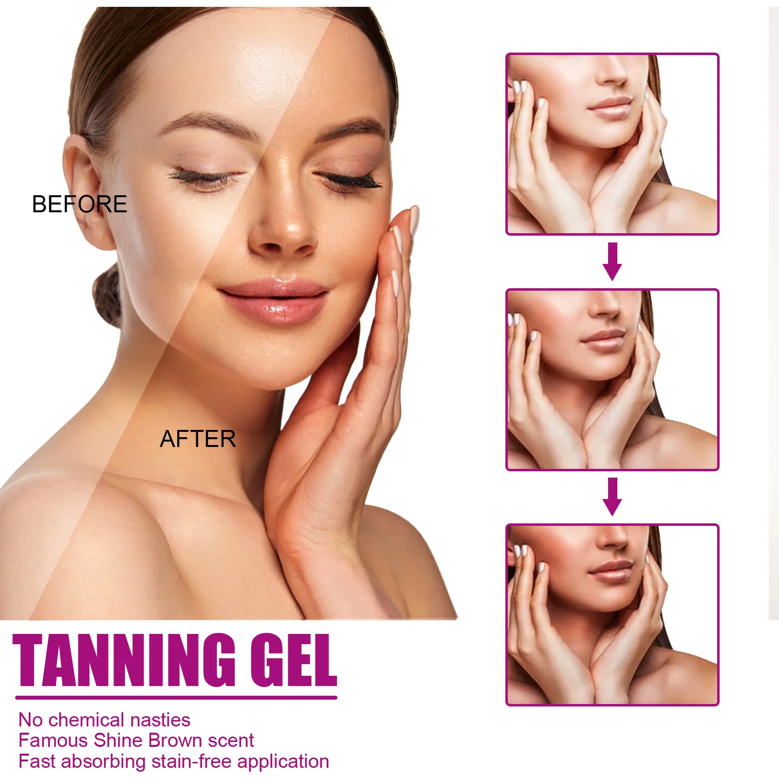 Intensive Brown Tanning Gel Body Bronzer Sunless Tanner Skin Natural Long Lasting Hydrating Shine Self Solarium Fake Tan Cream