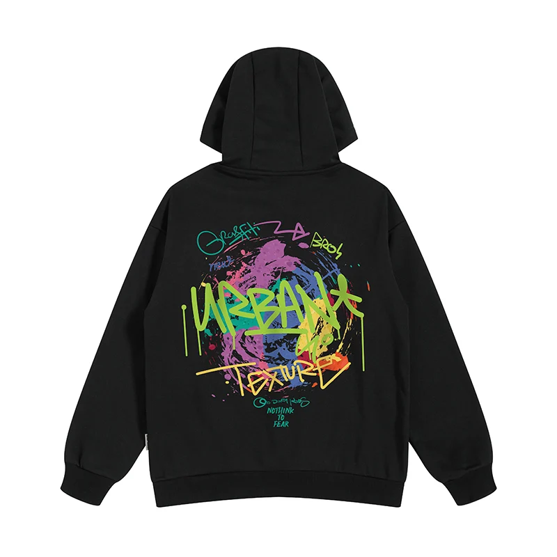 Abfer Hip Hop Men's Hoodies Graffiti Oversized Sweatshirts Original Brands Y2k Clothes Pullover Hooded Sweatshirt Cotton Hoodie