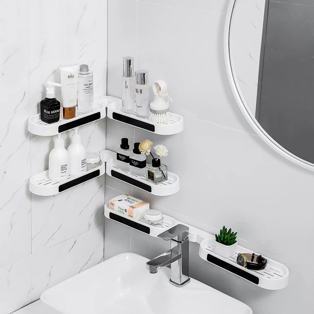 Black Bathroom Shower Shelf Multifunction Wall-mounted Bathroom Vanity  Mirror Storage Rack Floating Shelf Bathroom Accessories - Bathroom Shelves  - AliExpress