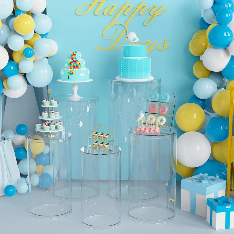 Cylinder Pedestal Stands 3PCS Display Round Decor Backdrop Dessert Table Pillars Party Birthday Props Event Decoration