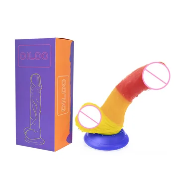 Rainbow LGBT Gay Penis Black Adult Toys Anal Toy for Men Fisting Suction Dildo Realistic BDSM Lesbian Chastity 3