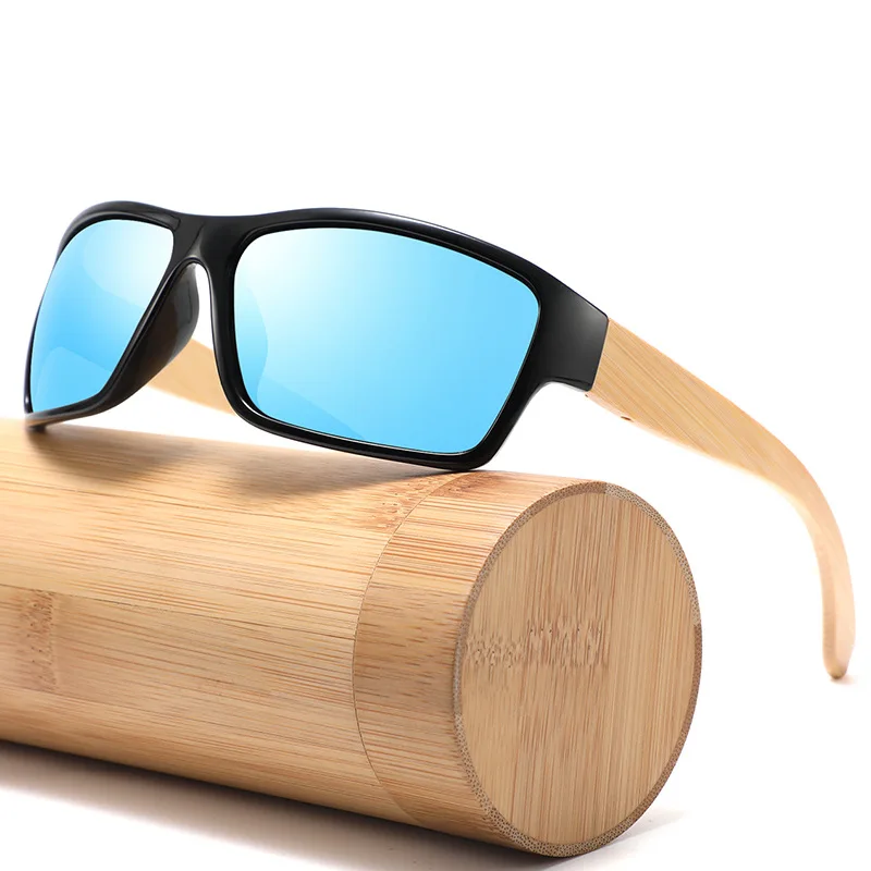 

Bamboo Wooden Vintage Polarizing Sunglasses Rectangle Gradient Classic Women Man Lunette Fishing Trending Bicycle Eyewear