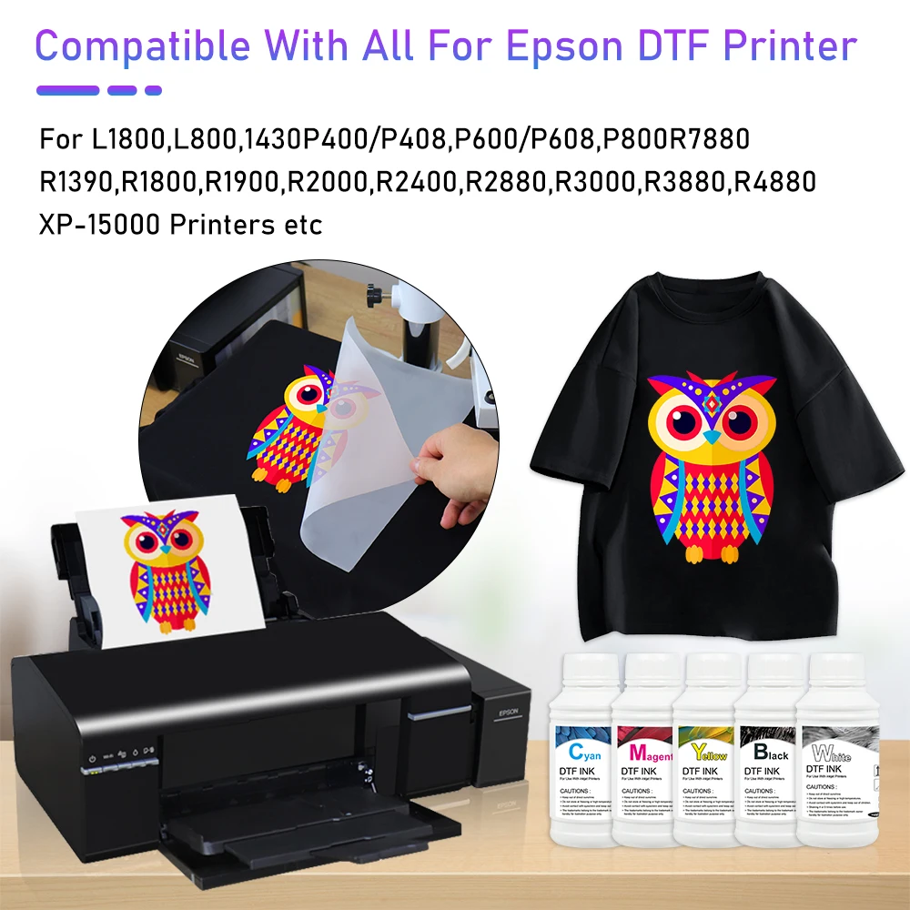 250ML*5 DTF ink for direct transfer film for PET film DTF ink Heat Transfer Printing Epson XP1500 L1800 R1390 L805 R2400