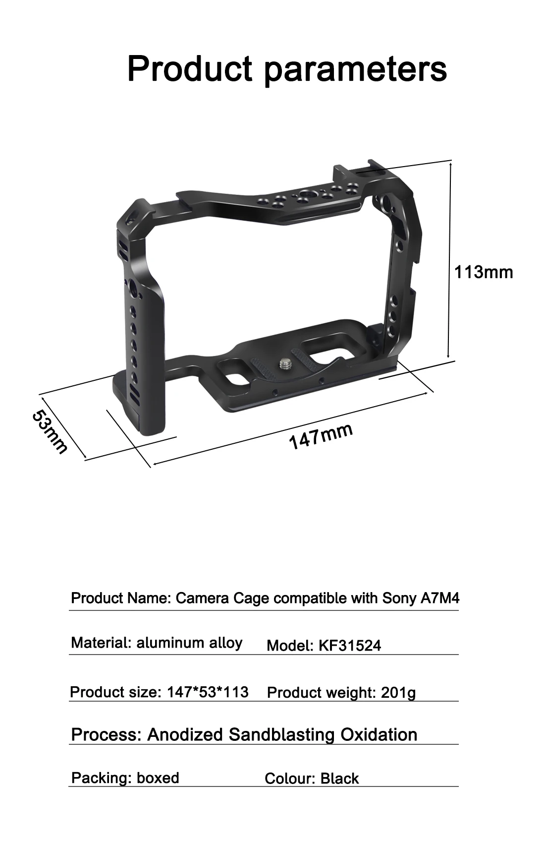 A7M4 A7R4 Camera Full Cage Rig Handle Grip Arca-style Cold Shoe Mount ARRI Locat