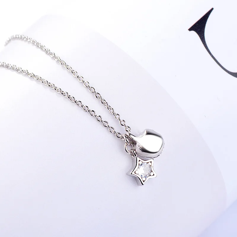 

925 Sterling Silver Zircon Star Bells Pendant Necklace Choker for Women Fine Summer Jewelry Minimalist Fashion Party Gift