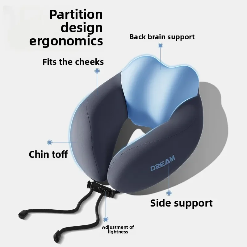 Memory Foam U-Shaped Neck Pillow for Travel & Airplane - Ergonomic Cervical Support Pillow with Portable Design Washable Cover