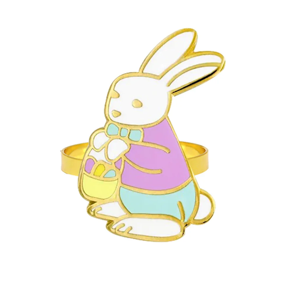 Colorful Bunny Napkin Button Stylish Festival Rabbit Easter Egg Napkin Ring Unique Wedding Banquet Table Decoration Wedding