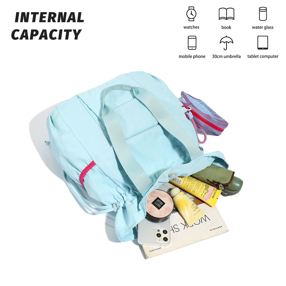 2025 New Commuting Tote Bag Large Capacity Nylon Lightweight Crossbody Bag Casual Portable Shoulder Bag Sports Cycling Outdoor Sports Shopping