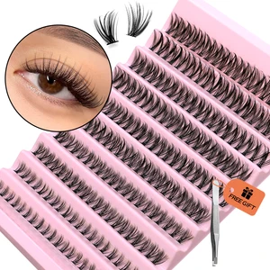 GROINNEYA DIY Clusters Lashes Natural Eyelash Extension Dovetail Segmented Lashes Natural Segmented Eyelashes Bundles Individual