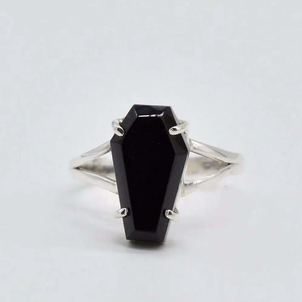 Vampire Halloween Punk Gothic Imitation Zirconium Coffin Rings For Women Hip Hop Party Jewelry Gifts finger ring jewelry accessories