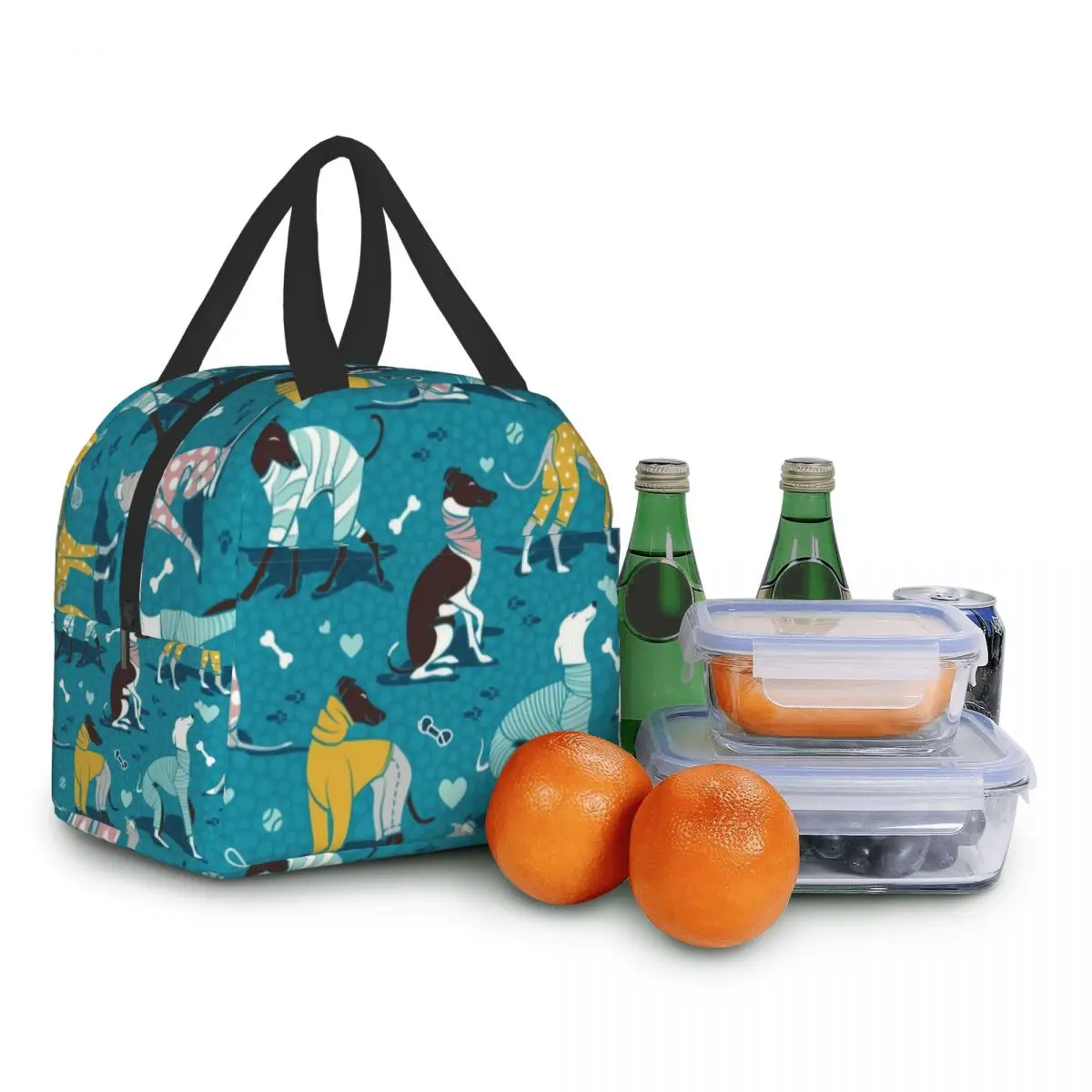 Custom Cute Greyhounds Dog Lunch Bag Women Cooler Warm Insulated Lunch Box for Children School Fruit Fresh Storage Bag