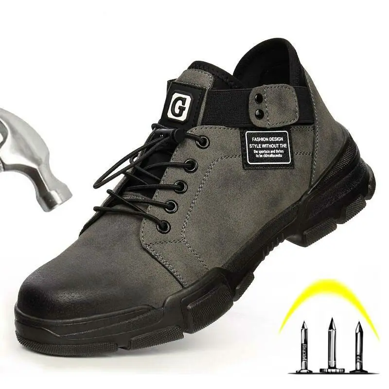 

Steel Toe Work Safety Shoes Men Designer Protective Ankle Boots Anti-smashing Waterproof Non-slip Indestructible Shoes for Men